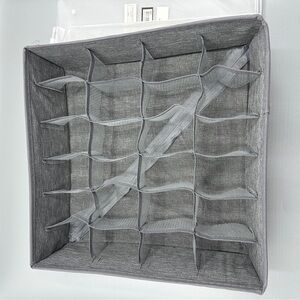 Drawer Organizer for Socks Underwear Ties  Foldable Storage 4x4 2 Pc Grey